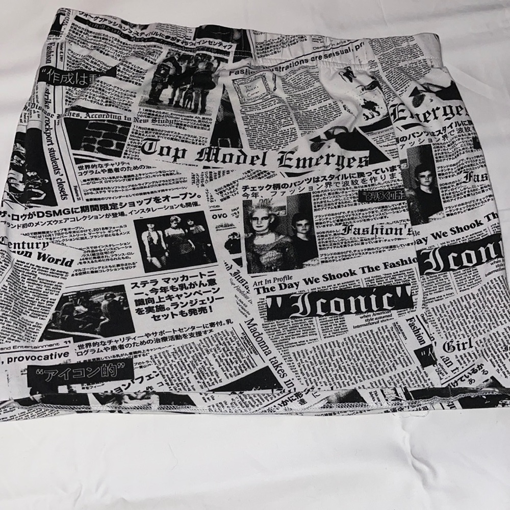 Current mood skirt newsprint